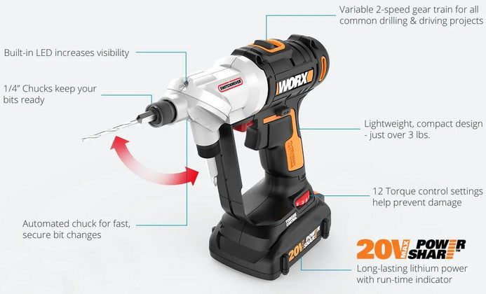 WORX Switchdriver 20V 1 4